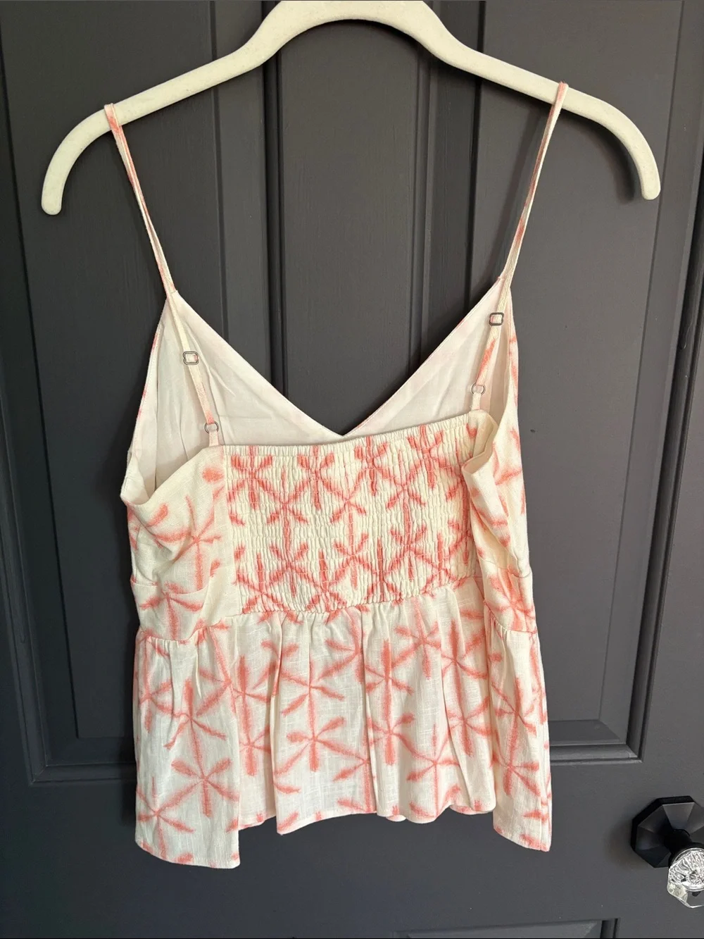 LOFT Cream Camisole with Pink Starburst Print